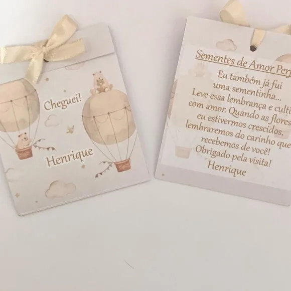 Lembrança Maternidade Sementinha Amor Perfeito Urso Baloeiro
