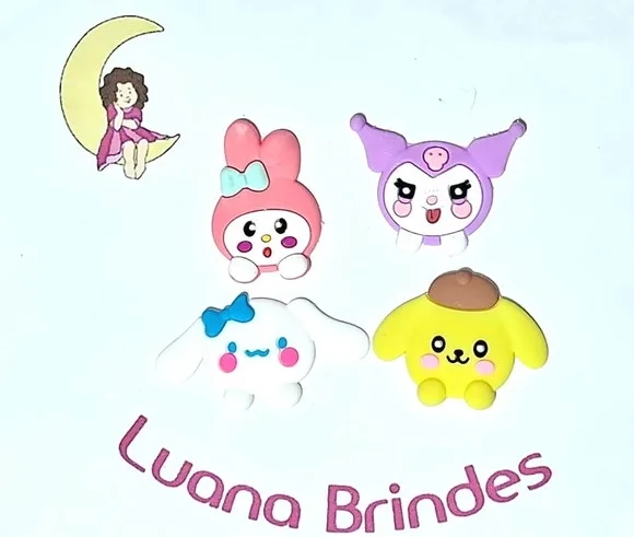 Aplique Melody e Kuromi Emborrachado Pacote com 4 Unidades