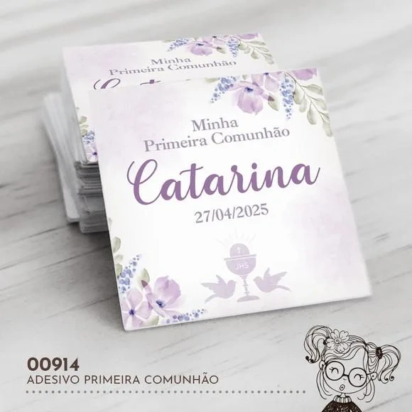Adesivo Quadrado Primeira Comunhão - 00914