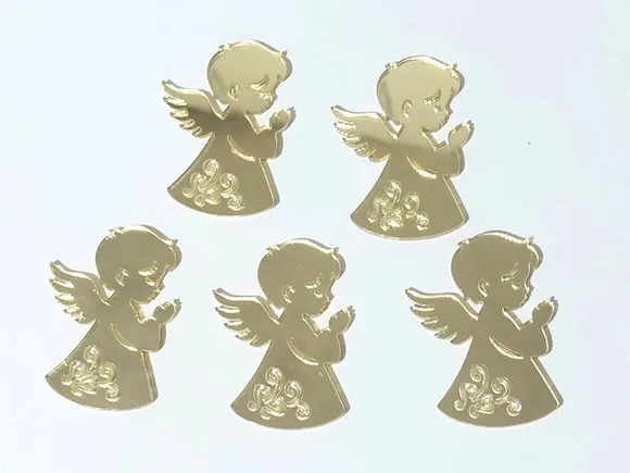 Aplique Anjo Ajoelhado Acrílico 3,5cm Pacote com 10 Unidades