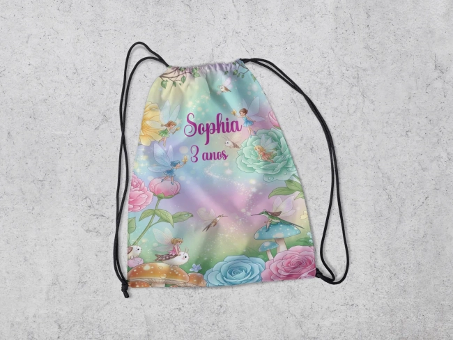 Mochilinha Personalizadada Jardim Encantado das Fadas