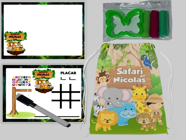 Kit Mochila e Lousa Magicas + Kit Massinha Safari Baby