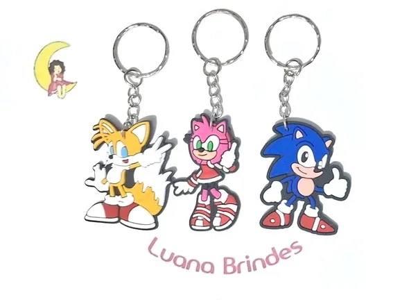 Chaveiro Turma do Sonic Emborrachado Pacote com 6 Unidades