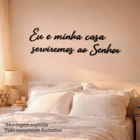 Frase Decorativa Minha Casa Serviremos Senhor 3d mdf Preto