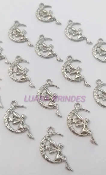 Pingente Fadinha de Metal em Prata - pct com 15 unid