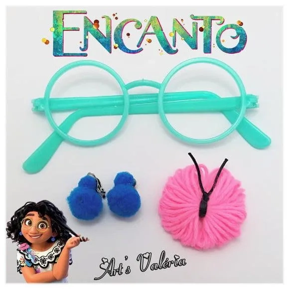 Broche, Brincos de Pressão e Óculos da Mirabel Encanto
