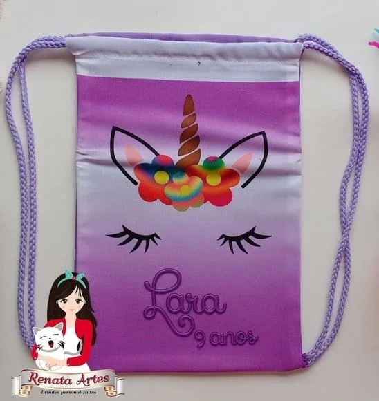 Mochila de Tecido Personalizada Unicórnio Face