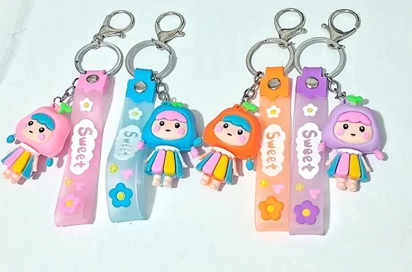 Chaveiro Menina 3d Emborrachado Pacote C/2 Unidades