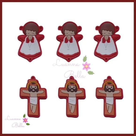 Pingentes Emborrachados Jesus e Anjo - pcts c/4 unds