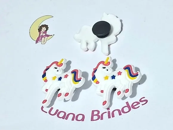 Pins de Crocs Unicórnio Emborrachado Pacote com 6 Unidades