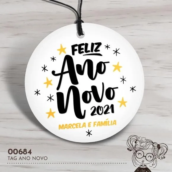 Tag Redonda Feliz Ano Novo - 00684