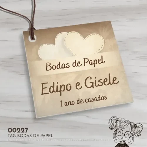 Tag Quadrada Bodas de Papel - 00227