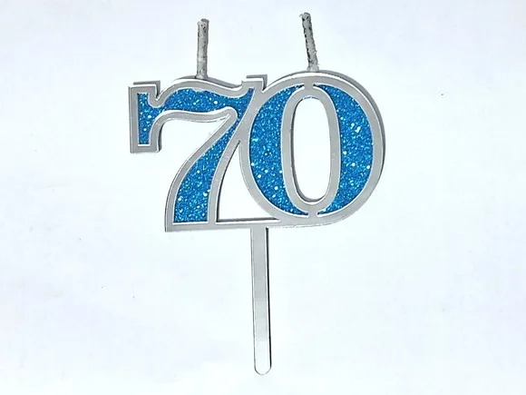 Vela 70 Anos Prata Acrílico Pavio Magico - 1 Peça