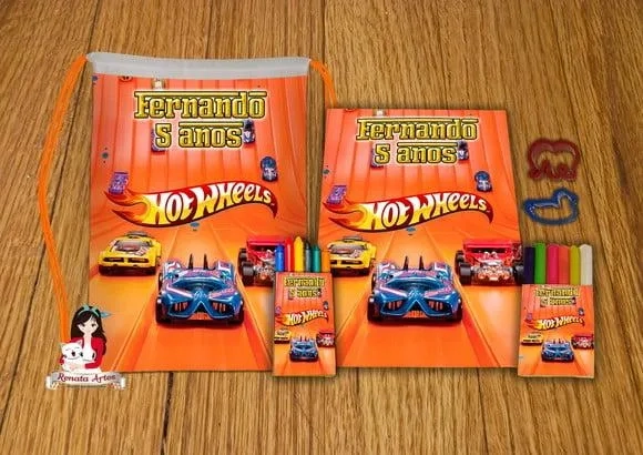 Kit Passatempo Personalizado na Mochila Hot Wheels