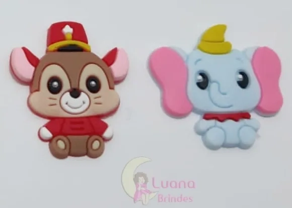 Apliques Personagens Dumbo de borracha - pct c/6 unid
