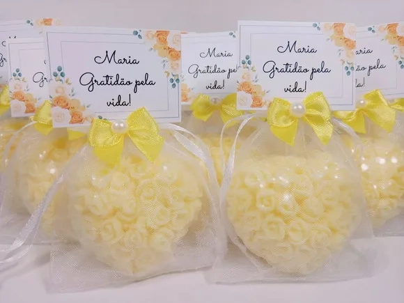 Lembrancinha de Aniversário 15 Anos: Sabonete Coração Floral