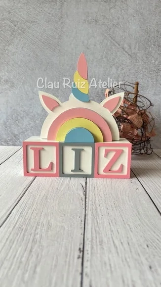 Candy Colors-cubos 6x6cm+arco Íris Unicórnio Decoração Bebê