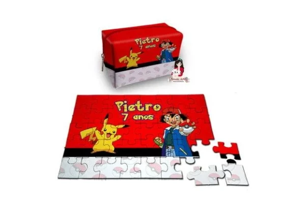 Necessaire Box com Quebra Cabeças Pokemon