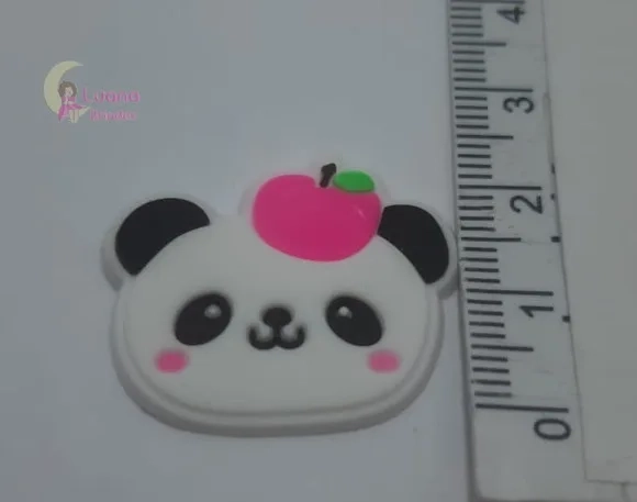 Aplique Carinha Pandinha de borracha - pct c/7 unidades
