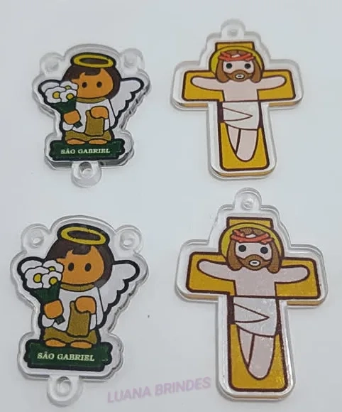 Kit Terço São Gabriel e Crucifixo de acrílico - pct c/2 kits