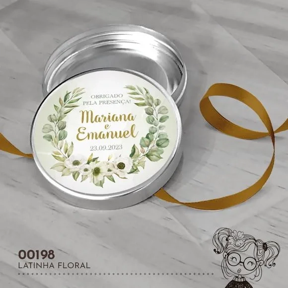 Latinha Adesivada Casamento Floral - 00198