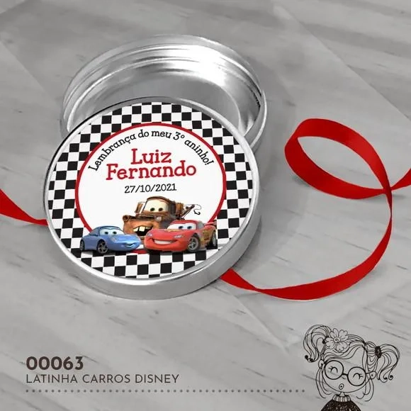 Latinha Adesivada Carros Disney - 00063