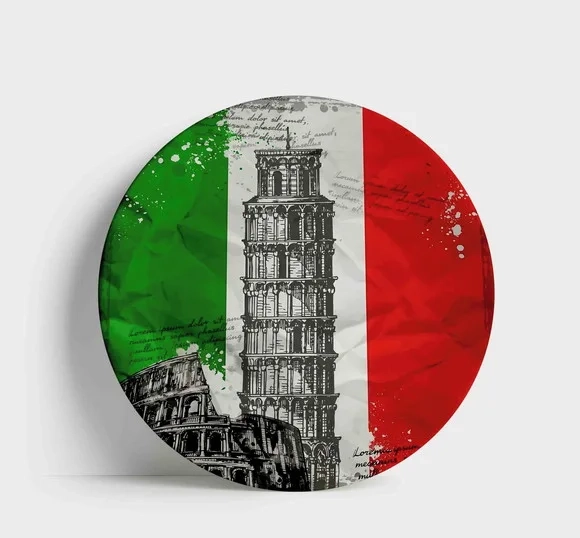 Prato Porcelana Itália 21cm - Torre de Pisa e Coliseu