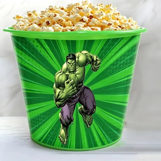 Balde de Pipoca Personalizada para lembrancinhas do Incrível Hulk