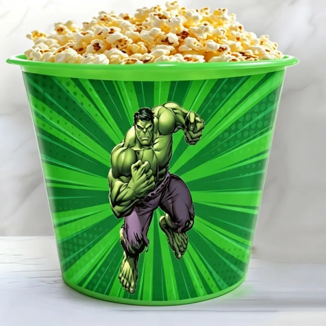 Balde de Pipoca Personalizada para lembrancinhas do Incrível Hulk