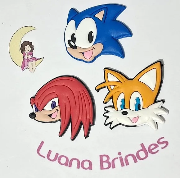 Aplique Turma do Sonic Emborrachado Pacotes com 6 Unidades