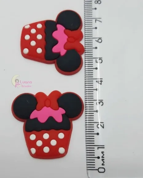 Apliques Cupcake e Rosquinha Minnie de borracha-pct c/6 unid