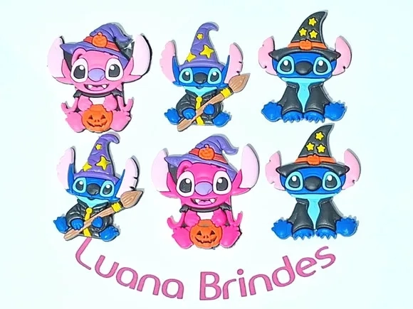 Aplique Stitch Halloween Emborrachado Pacote com 6 Unidades