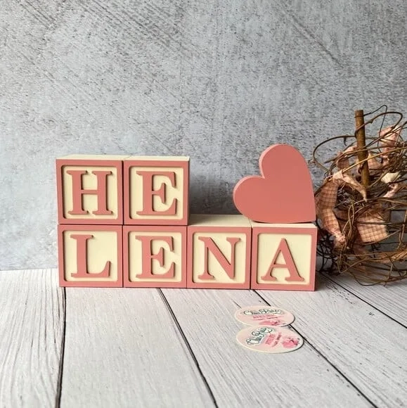 Coração - Decoração Bebê - Cubos 6x6cm Candy Ts