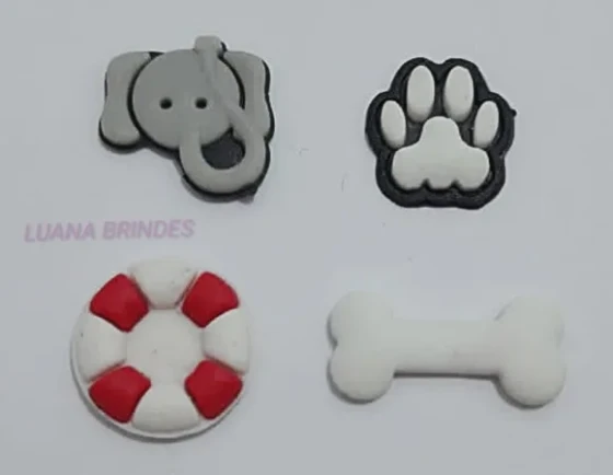 Mini Apliques Variados de Borracha - Pacotes com 20 Unidades