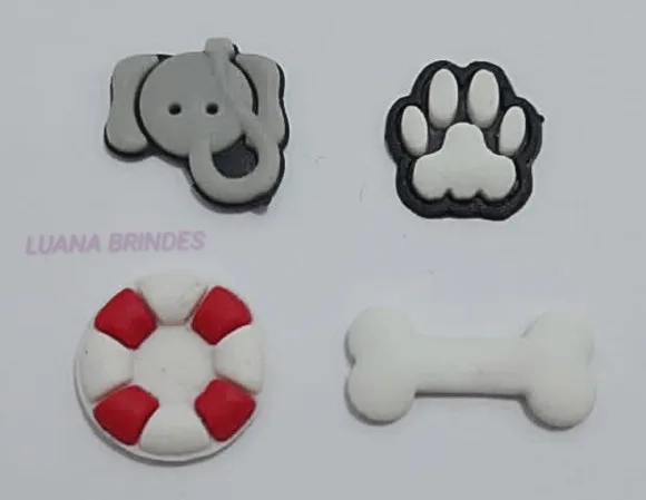 Mini Apliques Variados de Borracha - Pacotes com 20 Unidades