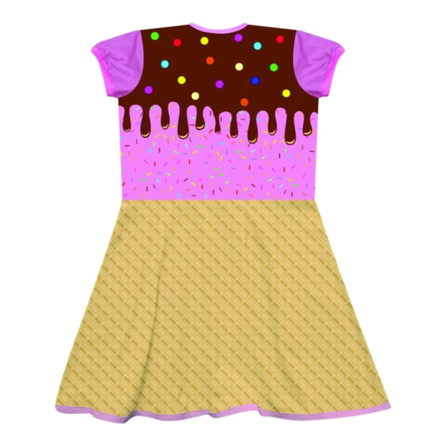 Vestido Infantil Sorvete Confeitaria Temático Casquinha