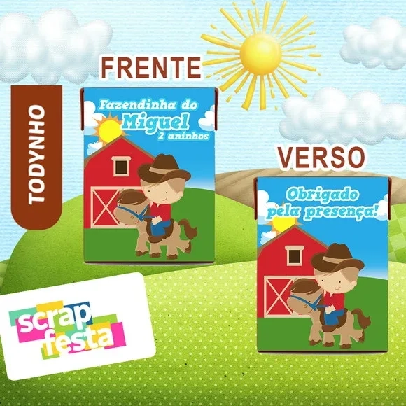 Adesivo Toddynho Frente e Verso Personalizado Fazendinha