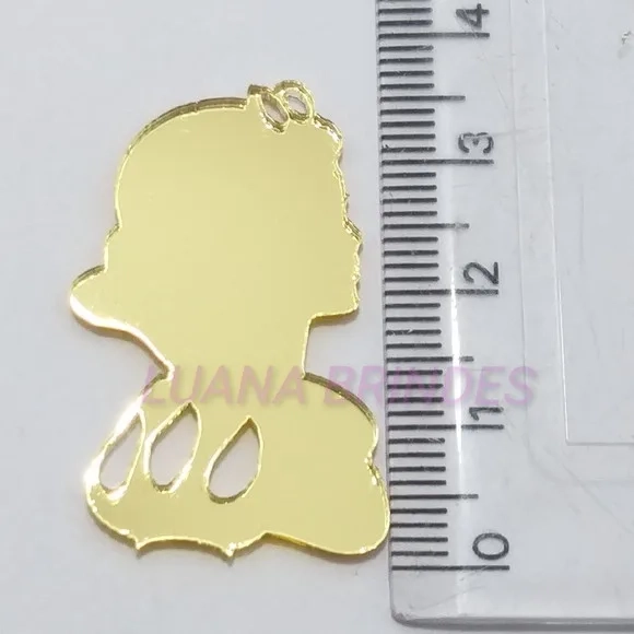 Aplique Branca de Neve Acrílico Dourado Espelhado Pct C/6 Pç