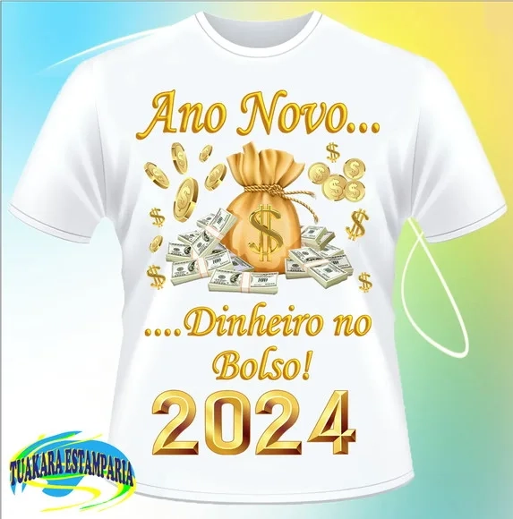 Camiseta Ano Novo Dinheiro no Bolso 2024