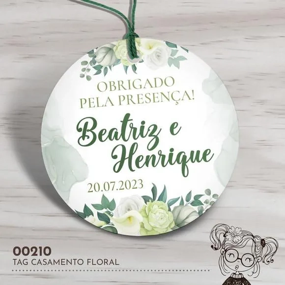 Tag Redonda Casamento Floral - 00210