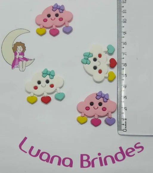 Apliques Nuvens Coloridas de Borracha- Pct C/6 Unid