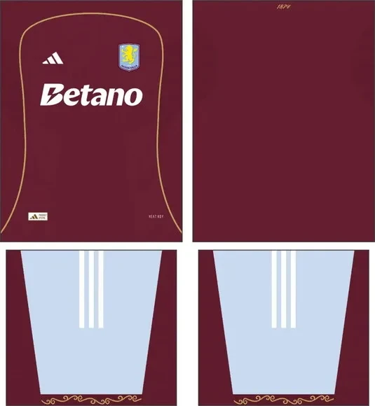 Arte Vetor Camisa Aston Villa Local 2025-2026