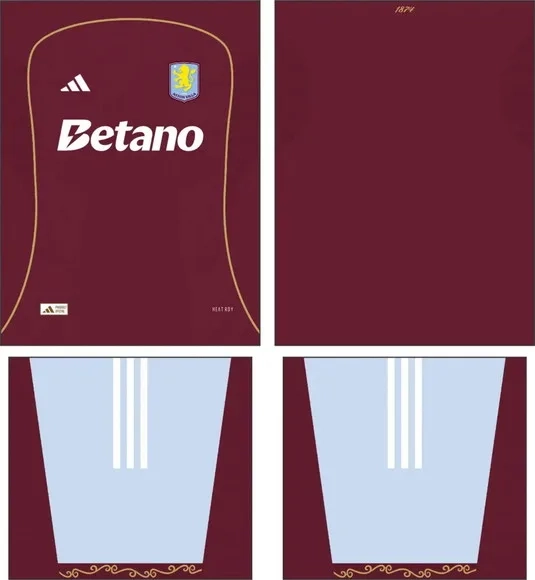 Arte Vetor Camisa Aston Villa Local 2025-2026