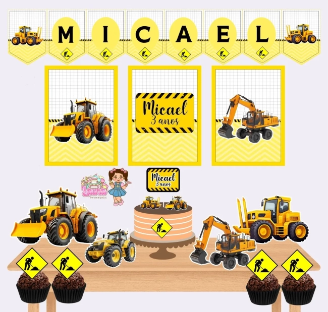 Kit Festa Só Um Bolinho TRATOR - Decoração de Festa