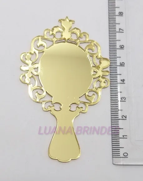Aplique Espelho em Acrílico Espelhado Dourado - 8cm