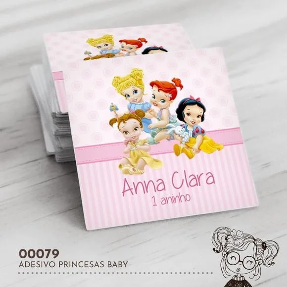 Adesivo Quadrado Princesas Baby - 00079