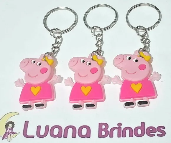 Chaveiro Porquinha Rosa Emborrachado Pacotes com 6 Peças