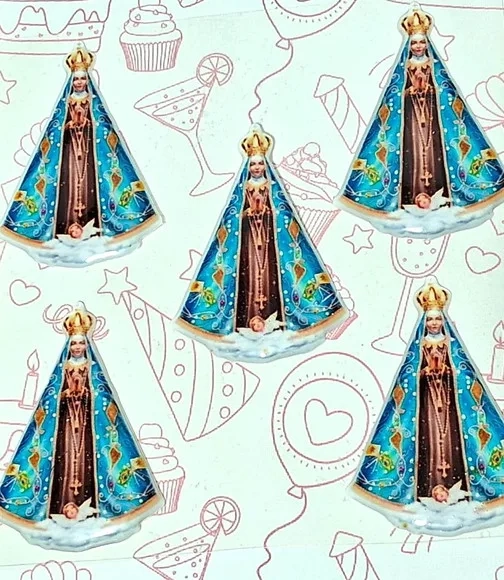 Aplique Nossa Senhora Adesivo Resinado 1 Cartela C/5 Unid.