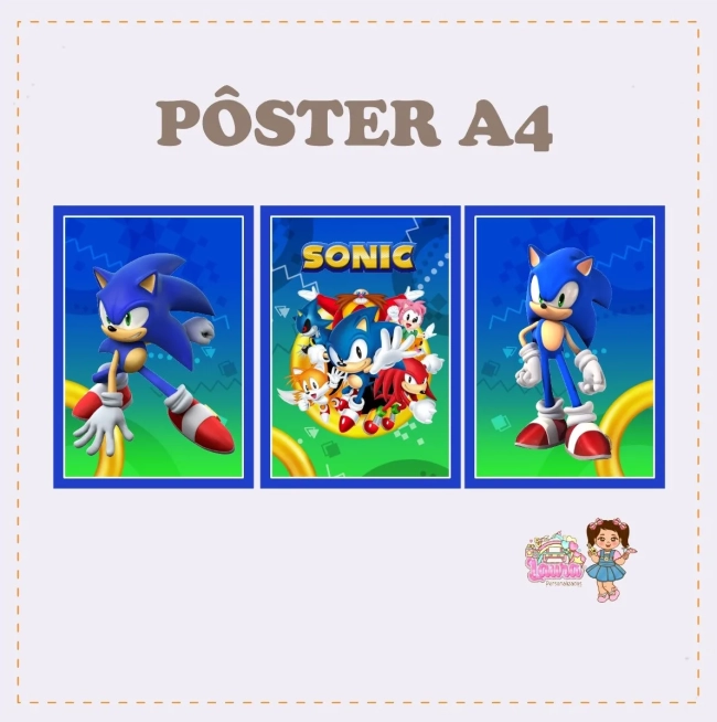 Kit Festa Só Um Bolinho SONIC - Decoração de Festa