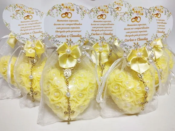 Lembrancinha Casamento: Sabonete Coração Provence com Terço